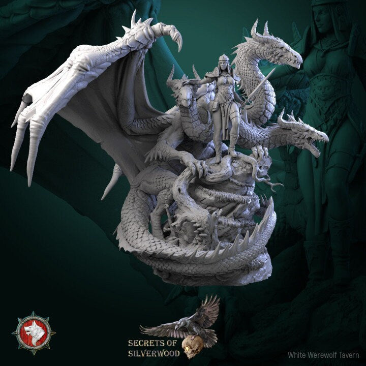 Vasilia with Dragon - Secrets of Silverwood Set - Unpainted Miniature