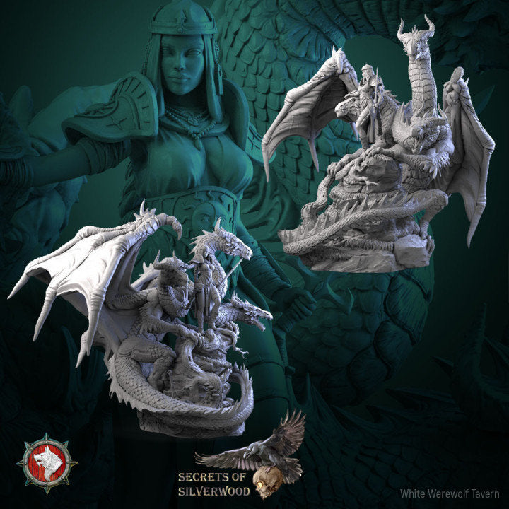 Vasilia with Dragon - Secrets of Silverwood Set - Unpainted Miniature