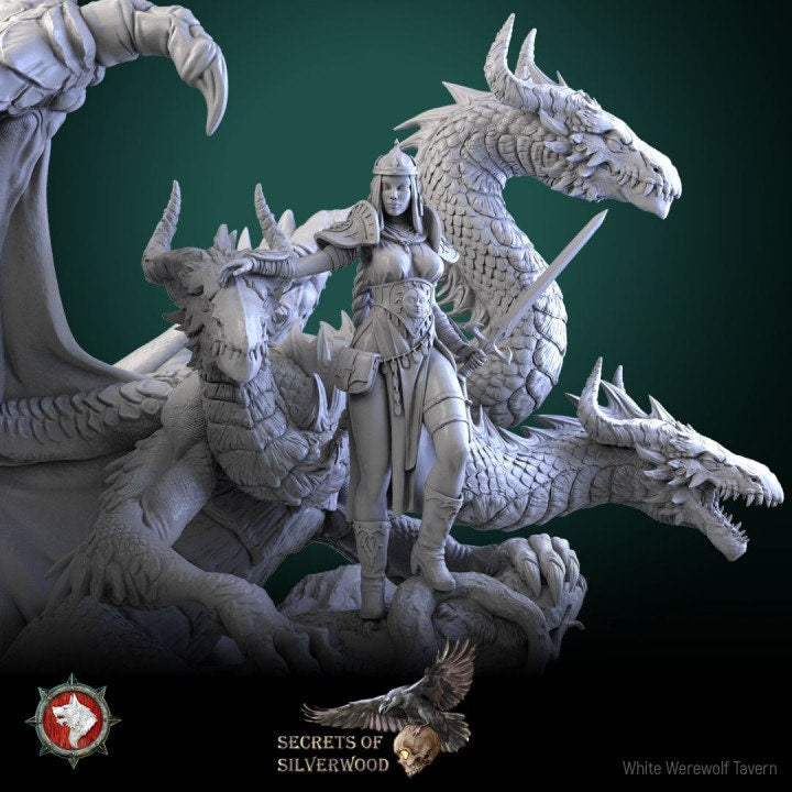 Vasilia with Dragon - Secrets of Silverwood Set - Unpainted Miniature