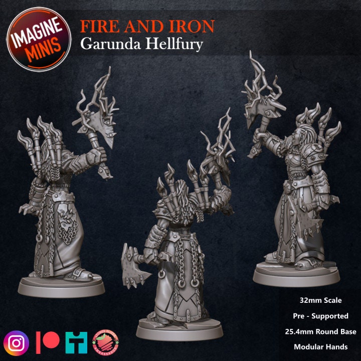 Garunda Hellfury - Fire & Iron Set - Unpainted Miniature