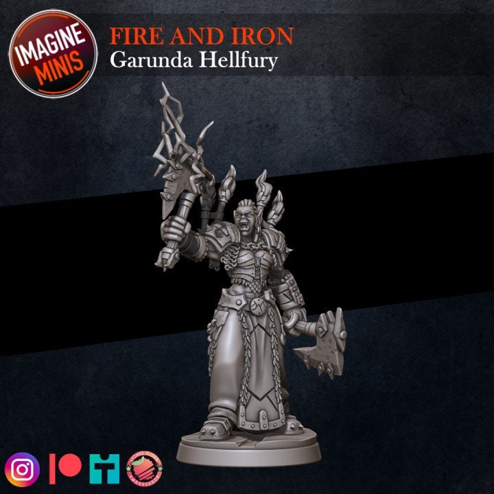 Garunda Hellfury - Fire & Iron Set - Unpainted Miniature