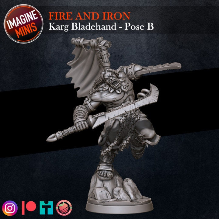 Karg Bladehand - 2 Poses - Fire & Iron Set - Unpainted Miniature