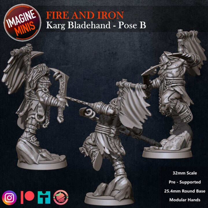 Karg Bladehand - 2 Poses - Fire & Iron Set - Unpainted Miniature