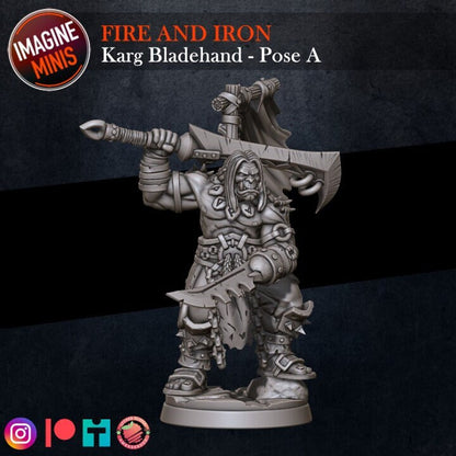 Karg Bladehand - 2 Poses - Fire & Iron Set - Unpainted Miniature