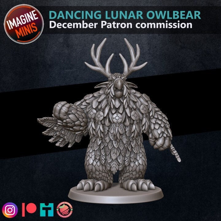 Dancing Lunar Owlbear - Unpainted Miniature