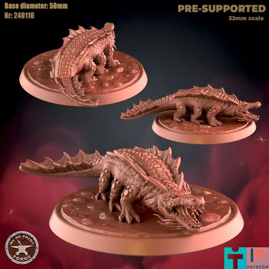 Crocodiles - 2 Poses - Unpainted Miniature