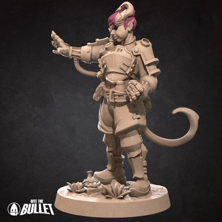 Female Tiefling Artificer - Unpainted Miniature