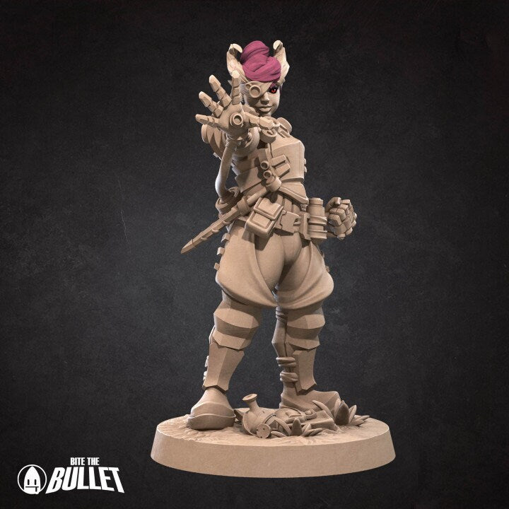 Female Tiefling Artificer - Unpainted Miniature