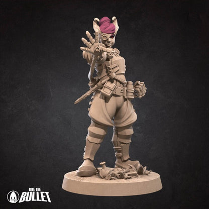 Female Tiefling Artificer - Unpainted Miniature