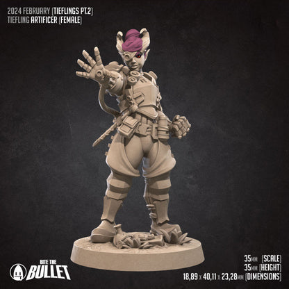 Female Tiefling Artificer - Unpainted Miniature