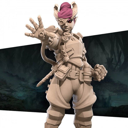 Female Tiefling Artificer - Unpainted Miniature