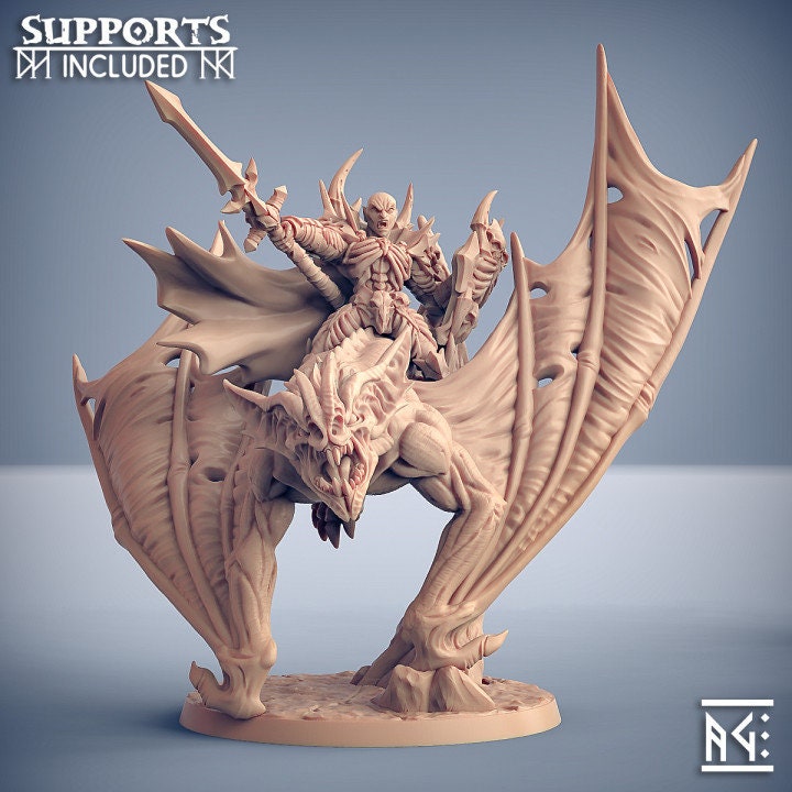 Bonelord Drakenmir on Bloodhunter Dire Bat - Soulless Clan - Unpainted Miniature