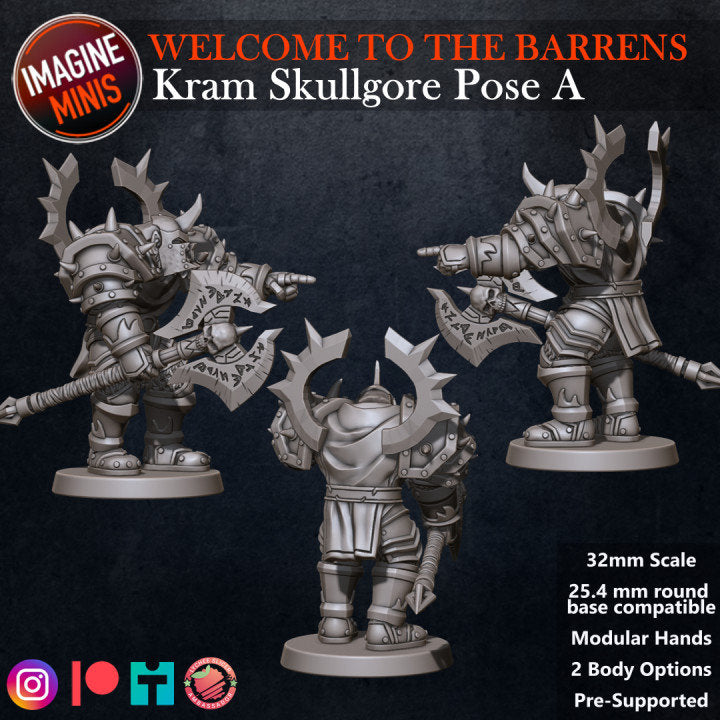 Kram Skullgore - 2 Poses - Barrens Set - Unpainted Miniature