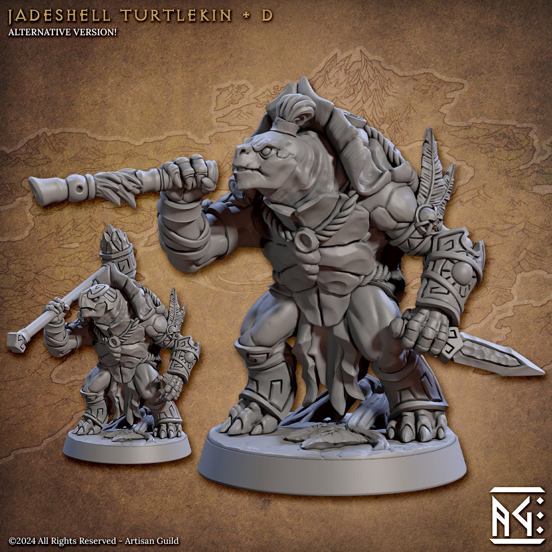 Jadeshell Turtlekin - Pose D - Unpainted Miniature