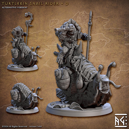 Giant Snail Rider - Pose D - Jadeshell Turtlekin - Unpainted Miniature