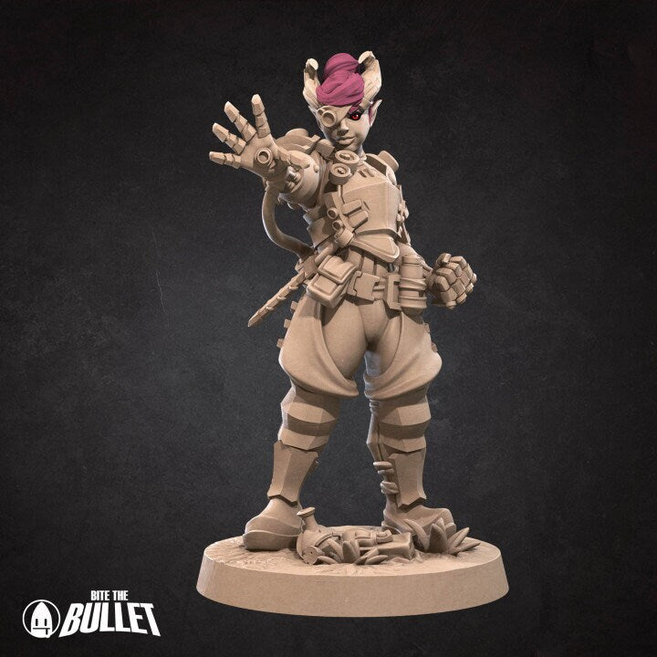 Female Tiefling Artificer - Unpainted Miniature