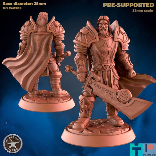 Human Paladin with Sword - 2 Poses - Unpainted Miniature