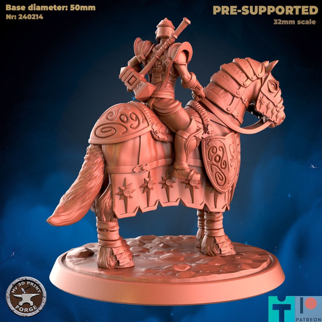 Female Silver Knight on Horse - Unpainted Miniature