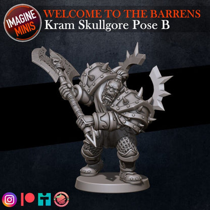 Kram Skullgore - 2 Poses - Barrens Set - Unpainted Miniature