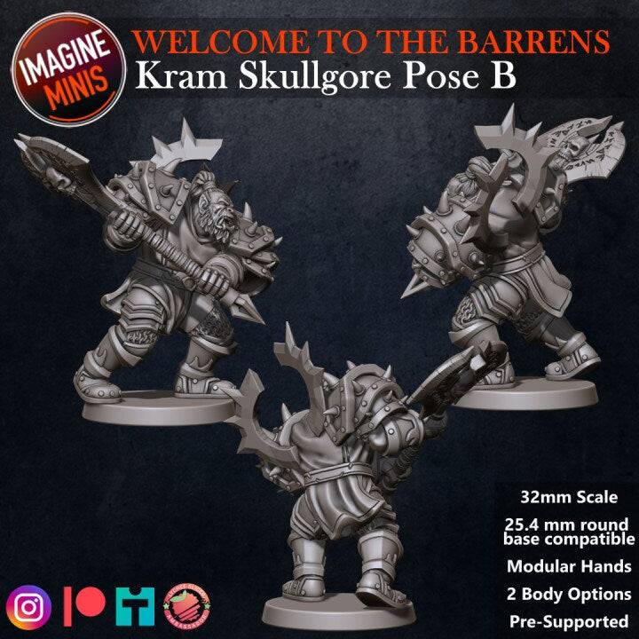 Kram Skullgore - 2 Poses - Barrens Set - Unpainted Miniature