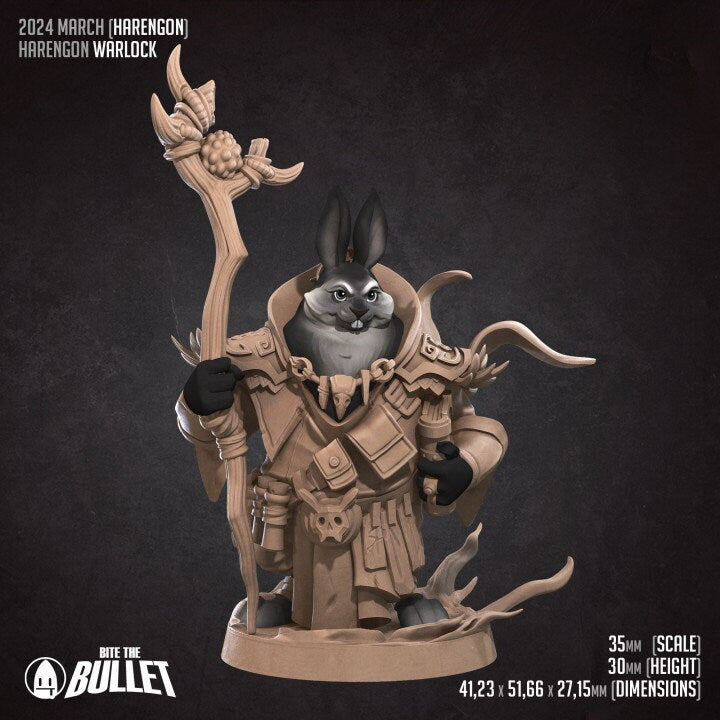 Rabbitfolk Warlock - Unpainted Miniature