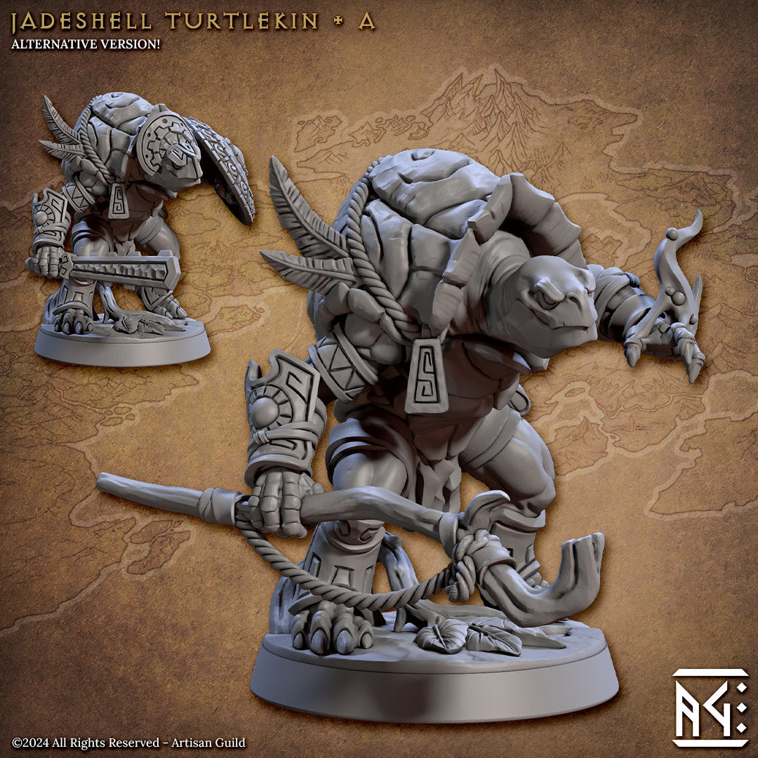 Jadeshell Turtlekin - Pose A - Unpainted Miniature