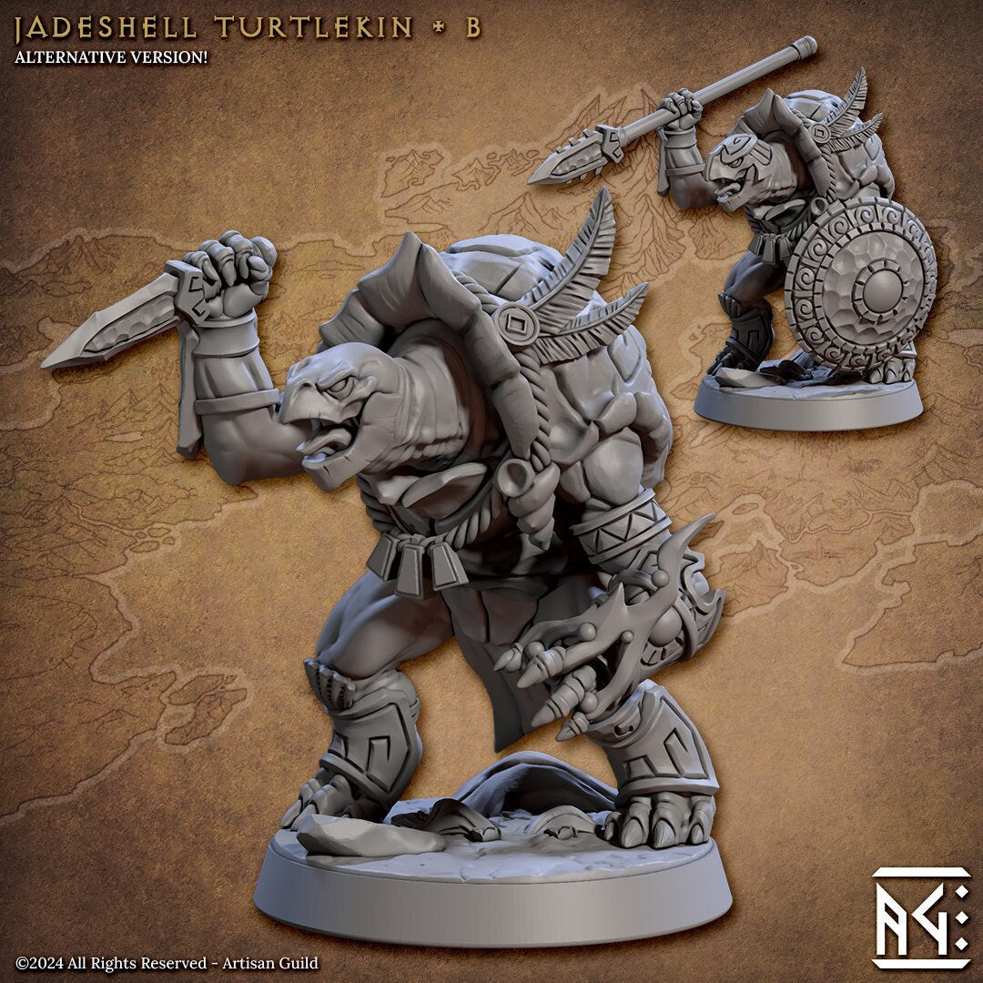 Jadeshell Turtlekin - Pose B - Unpainted Miniature