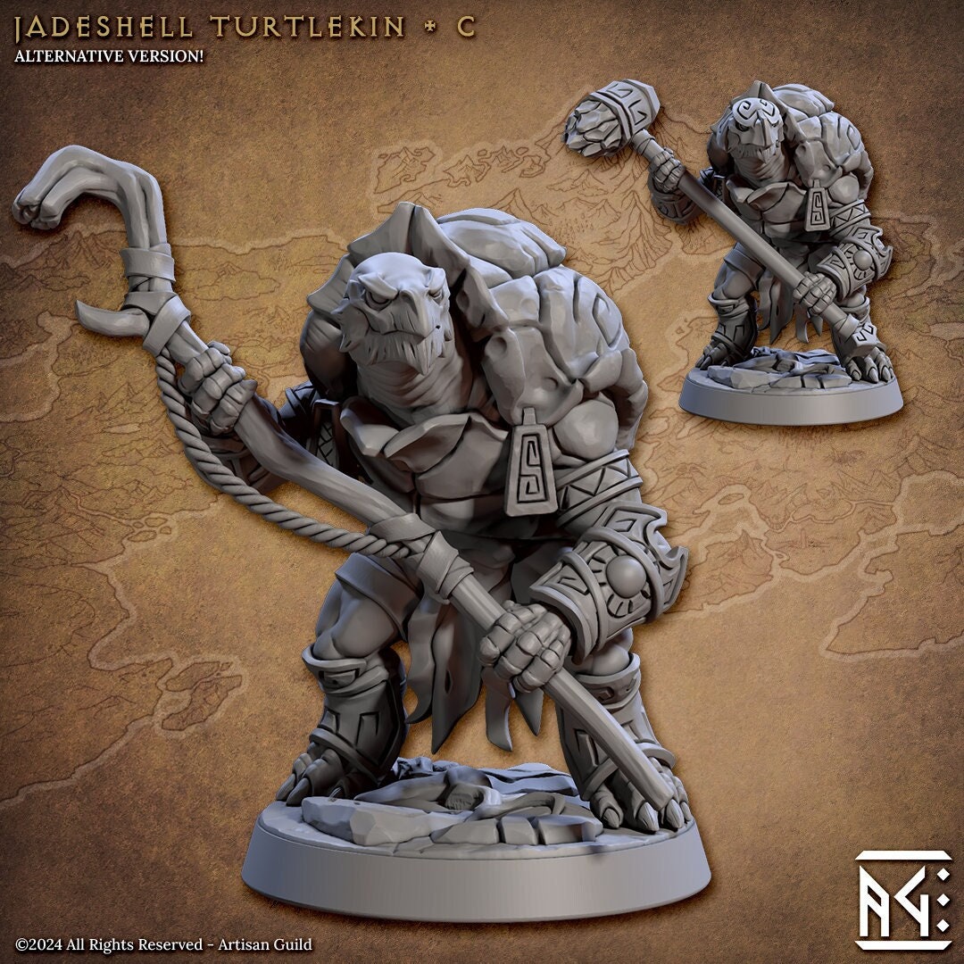 Jadeshell Turtlekin - Pose C - Unpainted Miniature